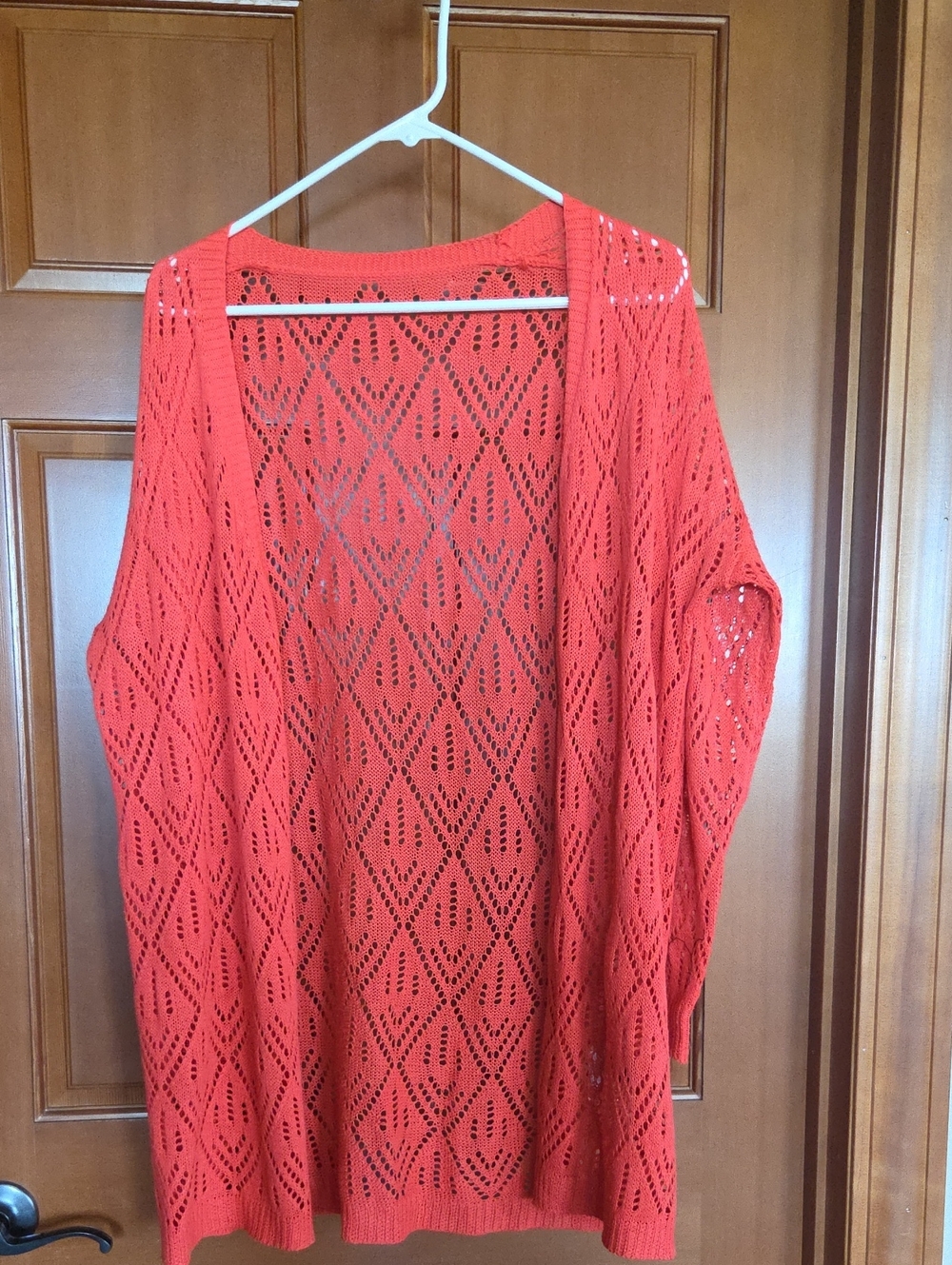 Shein Open-Knit Coral Women's Cardigan Sweater L PP29 L32